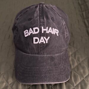 Black Cap with 'Bad Hair Day' Embroidery